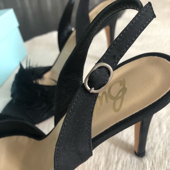 Black Feather High Heel Sandals by Butter NWT - Picture 3 of 11